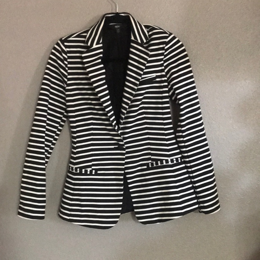 Black and white striped blazer